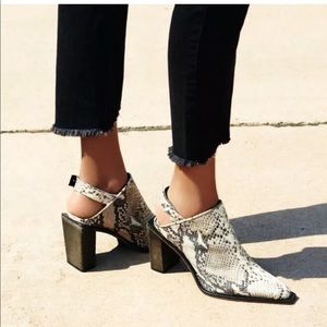 Free People "Silver Storm" Snakeskin mule heel